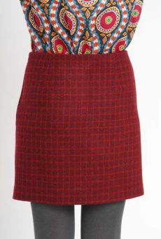 AW10/11 WOOL CHECK PARALLEL SKIRT-MAROON - Other Image